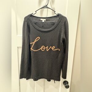 LC Lauren Conrad Black Sweater with Gold Script